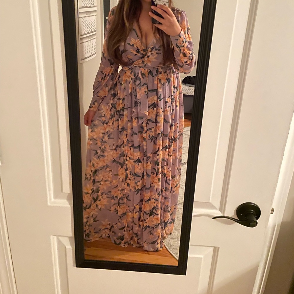 Lilac Floral Maxi Dress (Large)